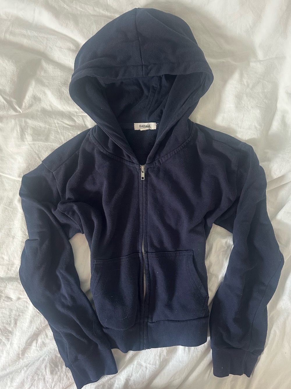 2010s Garage Navy Hooded Zip Sweatshirt